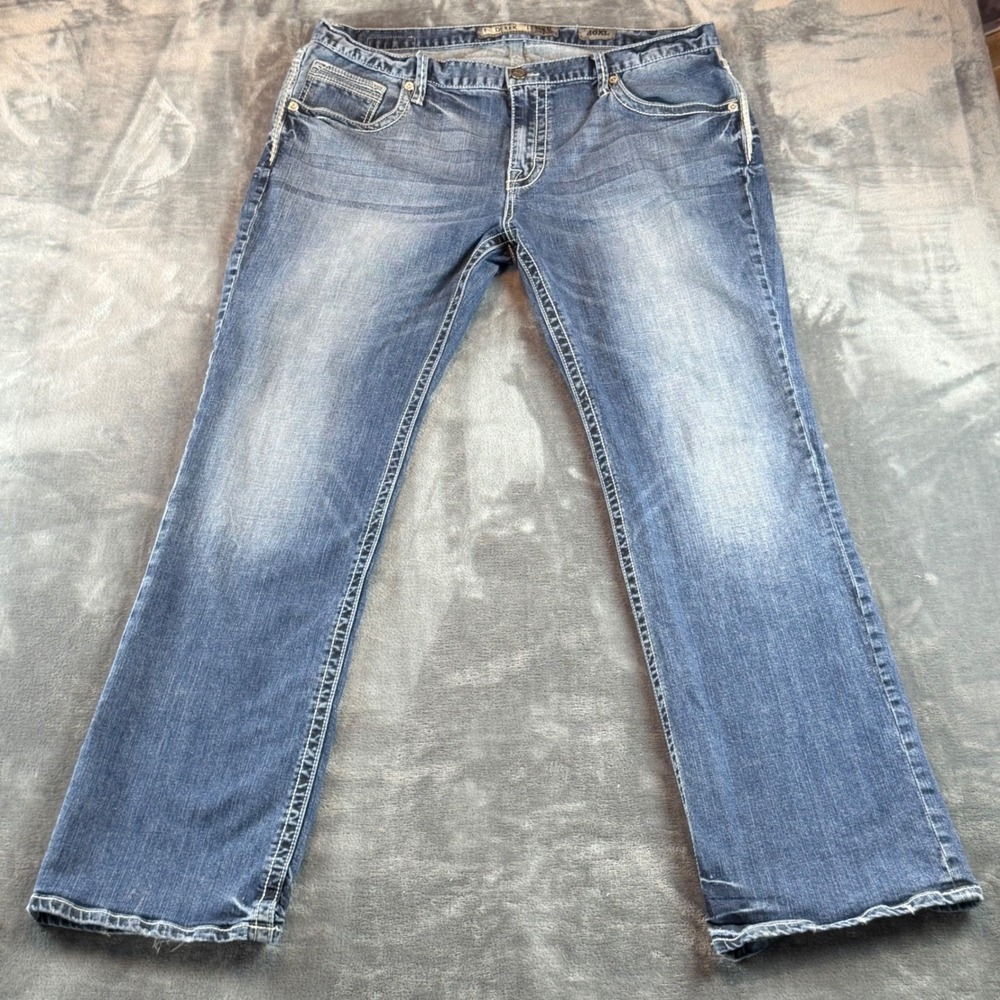 BKE Derek Mens Straight Leg Jeans 40XL Blue Denim Medium Wash Contrast Stitch
